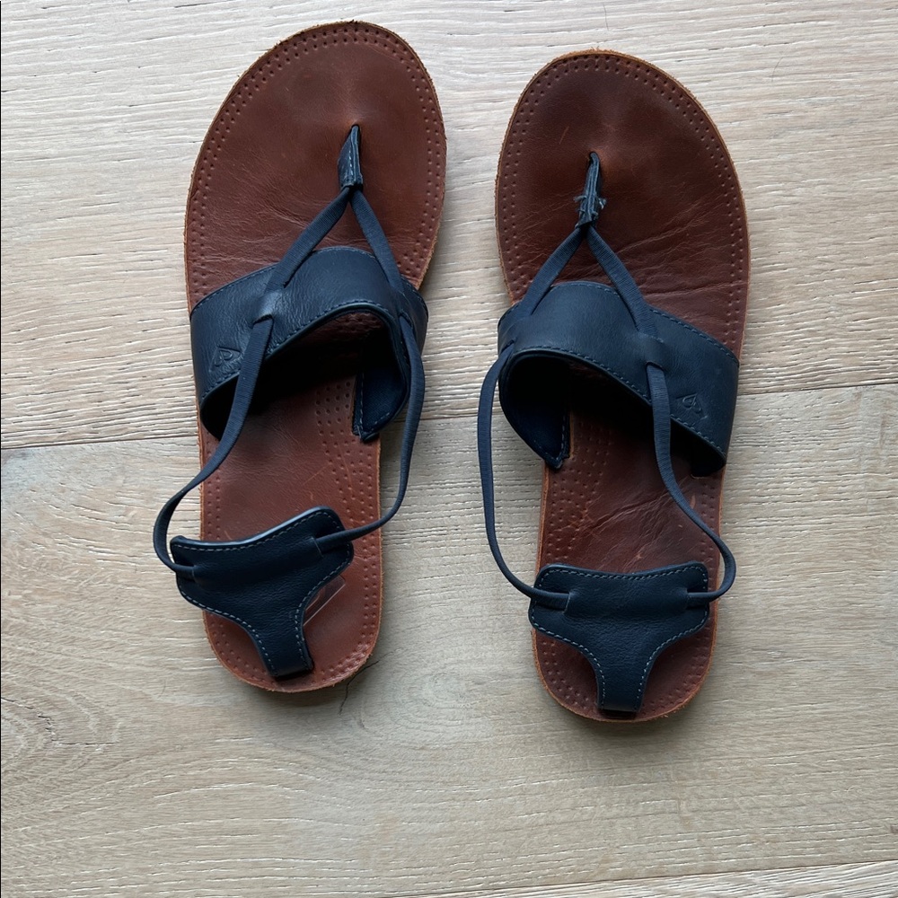 Brown and Navy Leather Sandals